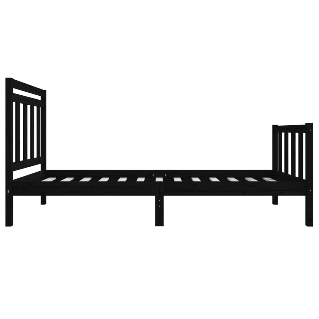 Cadru de pat Small Single 2FT6, negru, 75x190 cm lemn masiv