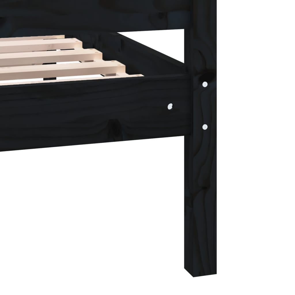 fekete tömör fa ágykeret 75 x 190 cm (2FT6 Small Single)