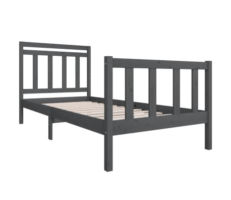 vidaXL Sengeramme gr&aring; 90x190 cm Single heltre