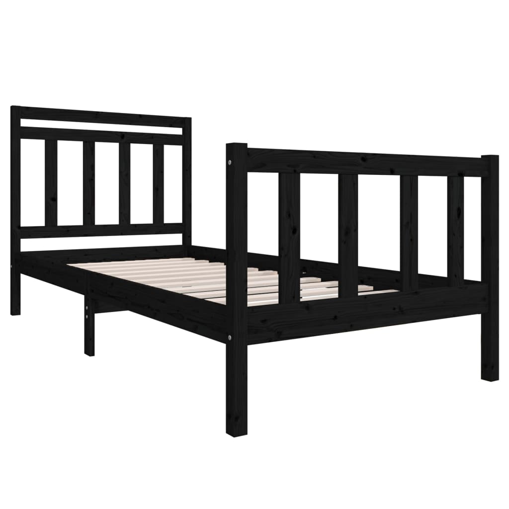

vidaXL Bedframe massief hout zwart 90x190 cm 3FT6 Single