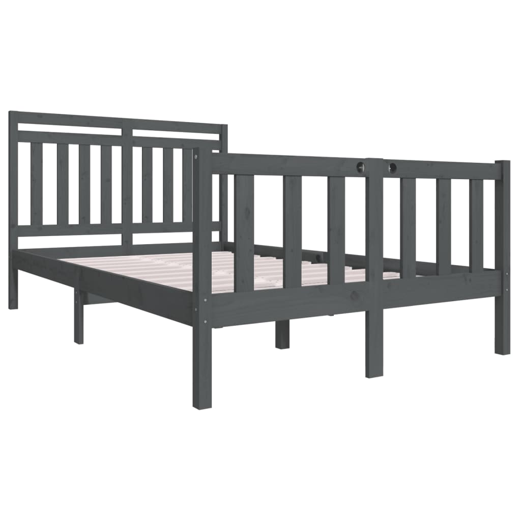 

vidaXL Bedframe massief hout grijs 120x190 cm 4FT Small Double
