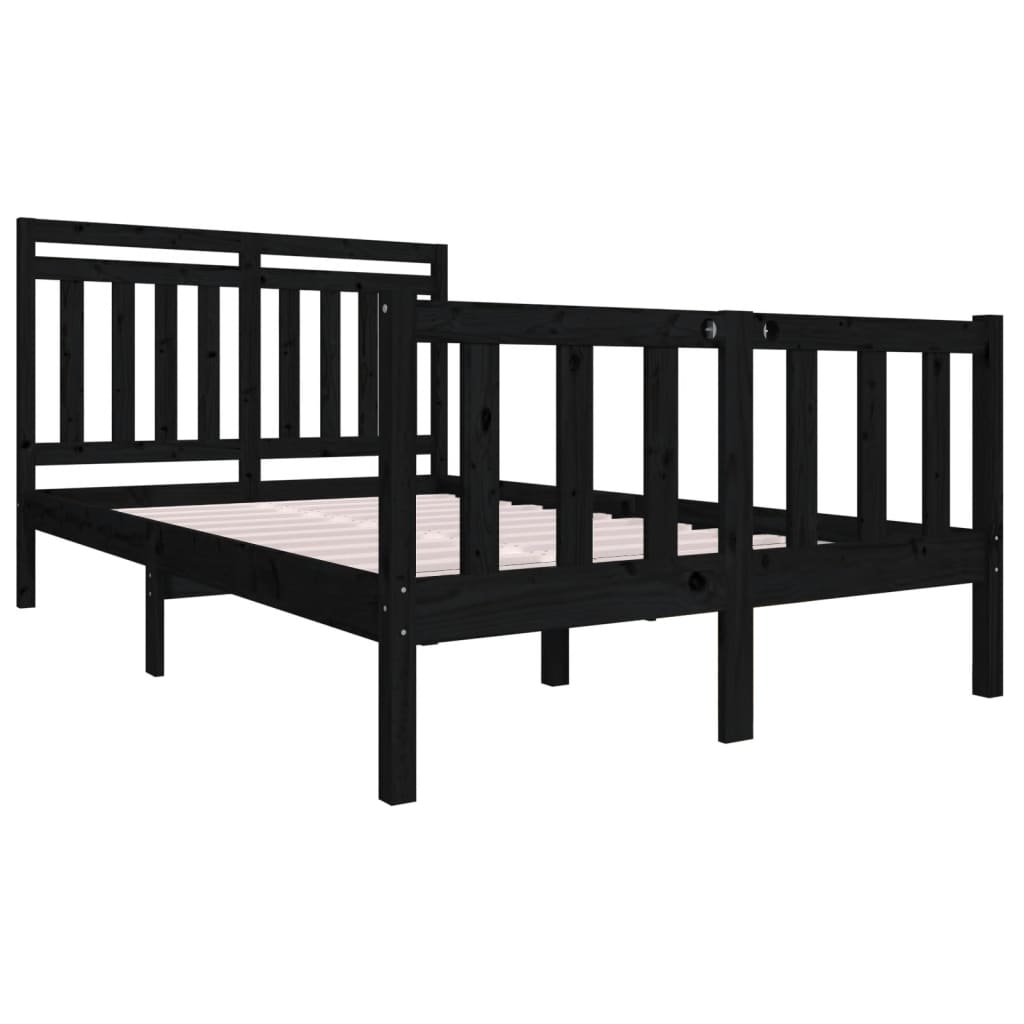 vidaXL Bedframe massief hout zwart 120x190 cm