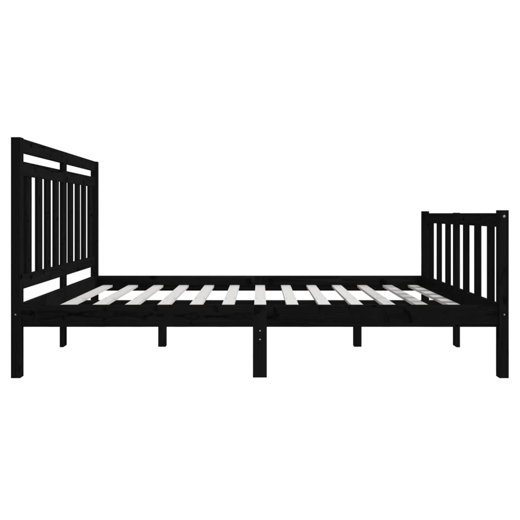 Cadru de pat Small Double 4FT, negru, 120x190 cm, lemn masiv