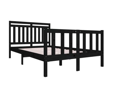 vidaXL Bedframe massief hout zwart 120x190 cm