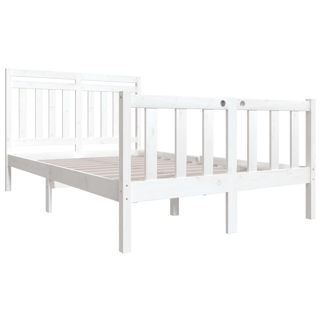

vidaXL Bedframe massief hout wit 135x190 cm 4FT6 Double