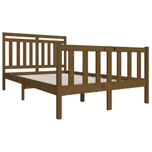vidaXL Sengeramme honningbrun 135x190 cm Double heltre