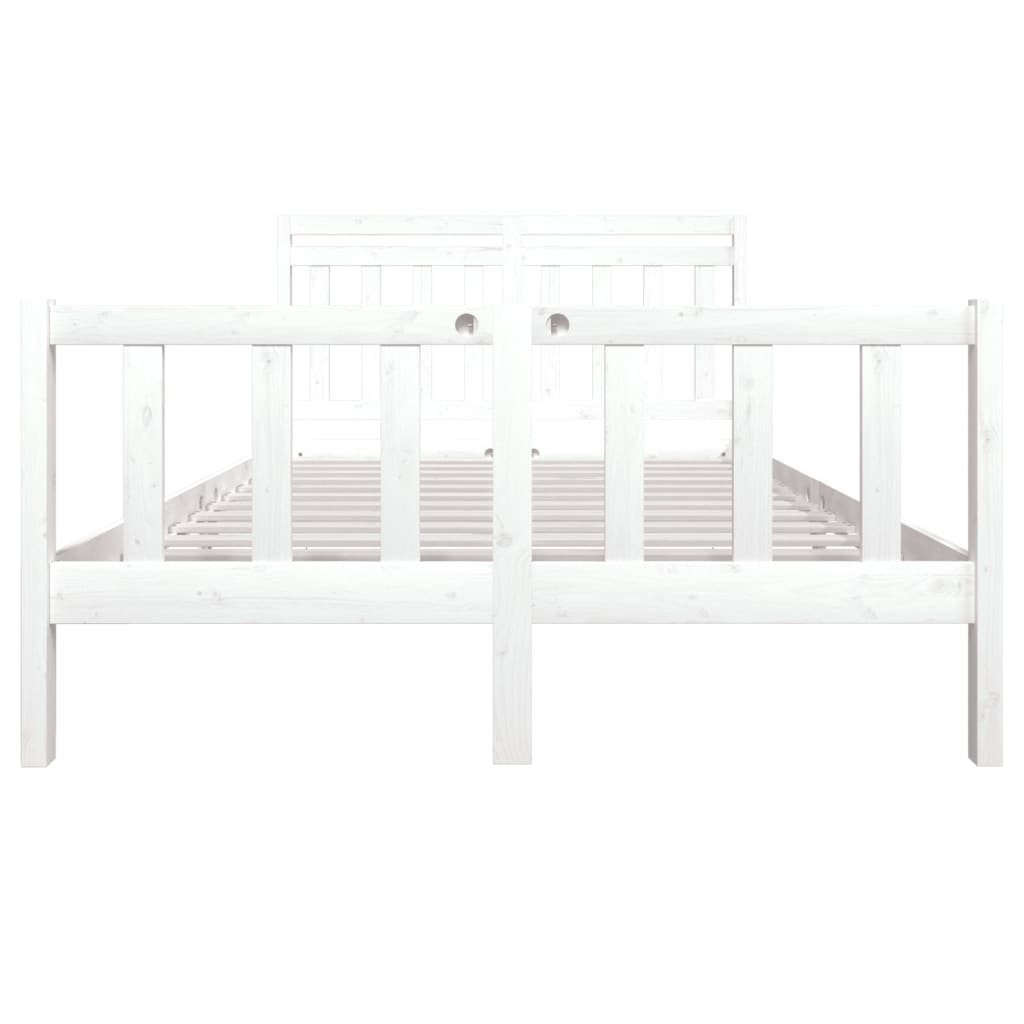 Cadru de pat, alb, 140x190 cm, lemn masiv