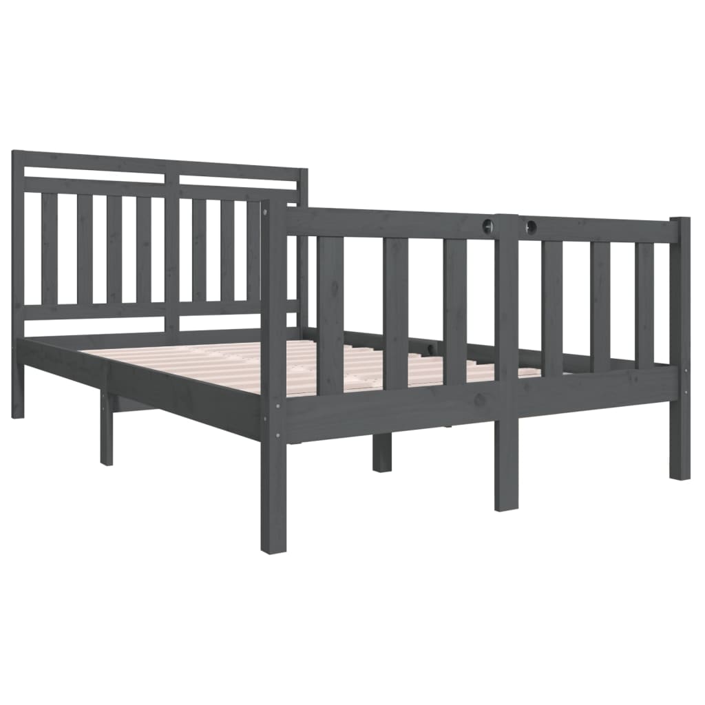 

vidaXL Bedframe massief hout grijs 140x190 cm