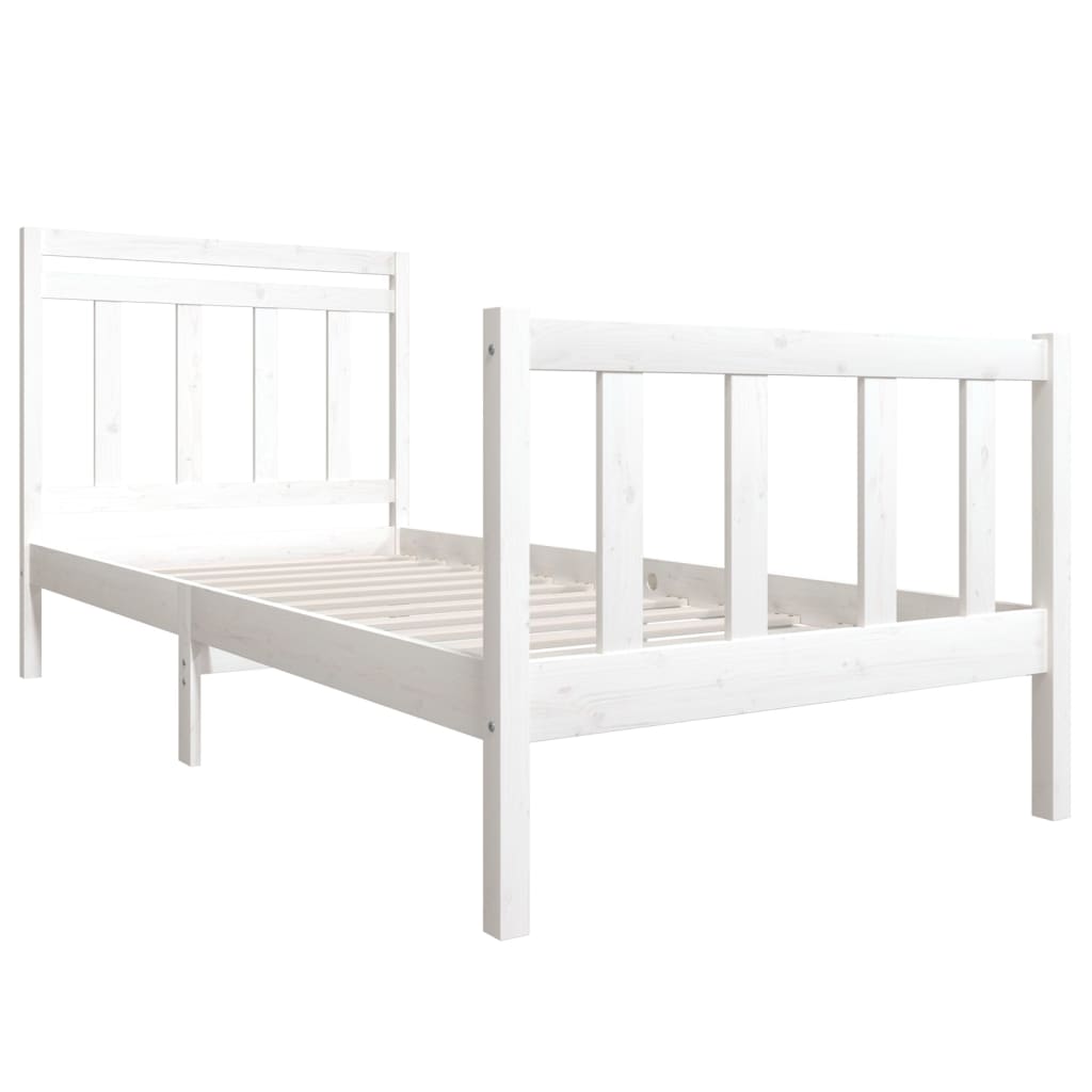 vidaXL Bedframe massief hout wit 90x200 cm afbeelding