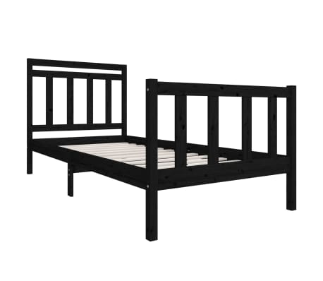 vidaXL Sengeramme svart heltre 90x200 cm