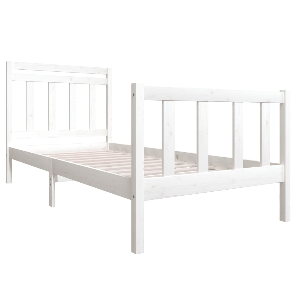 vidaXL Bedframe massief hout wit 100x200 cm afbeelding
