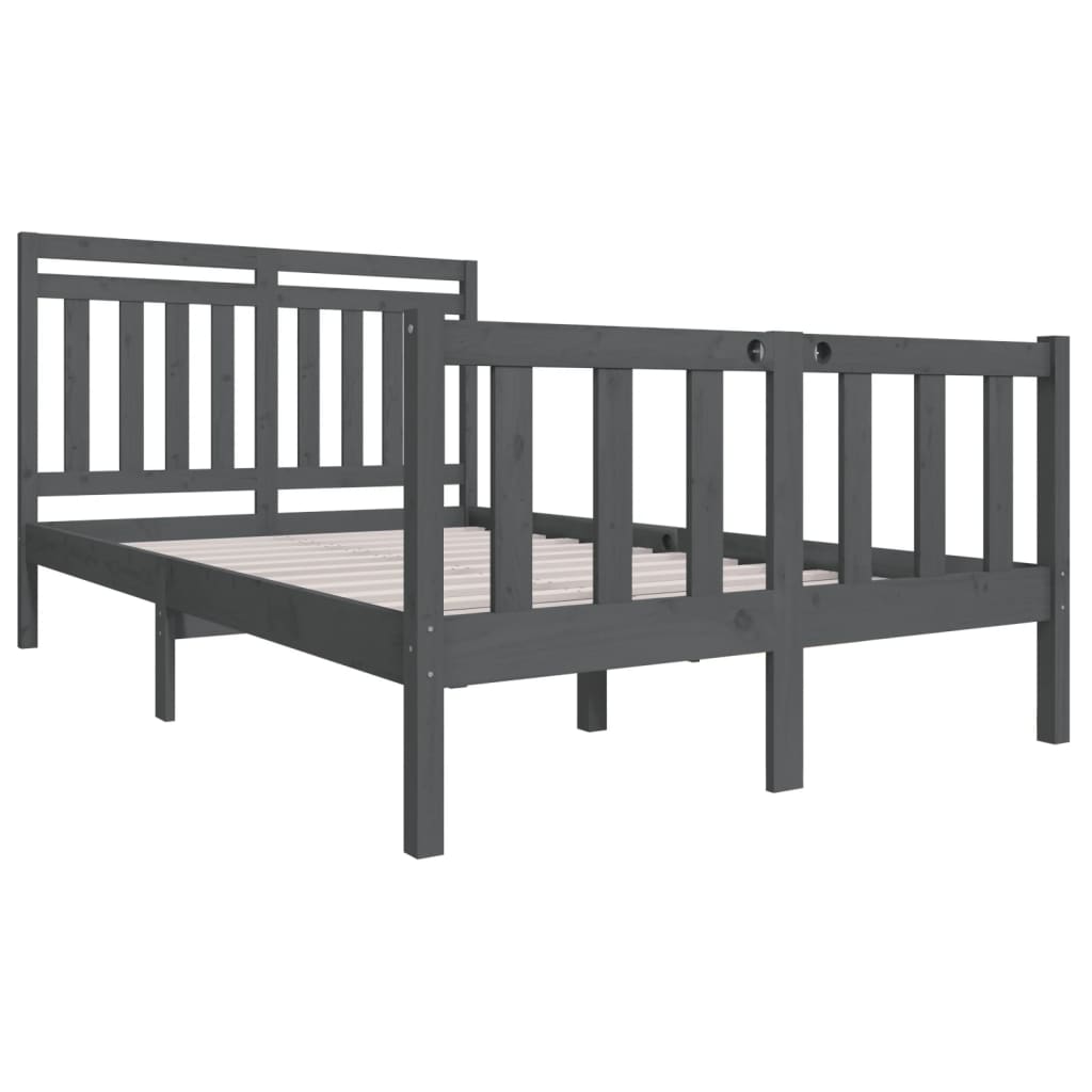 

vidaXL Bedframe massief hout grijs 120x200 cm