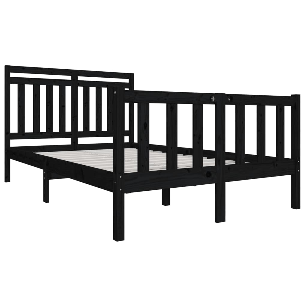 vidaXL Cadre de lit sans matelas noir bois massif 140x200 cm