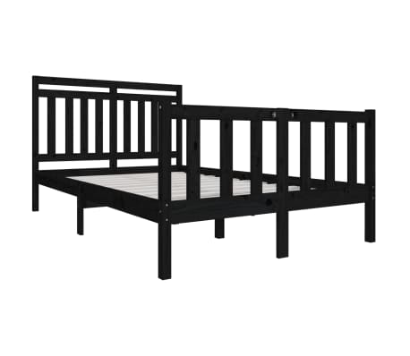 vidaXL Cadre de lit sans matelas noir bois massif 140x200 cm