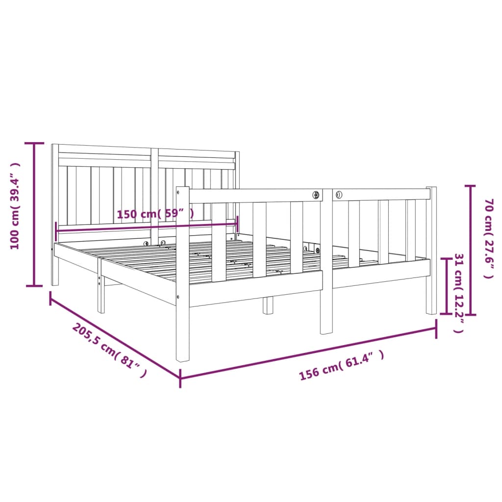 Rám postele 150 x 200 cm King Size masivní dřevo