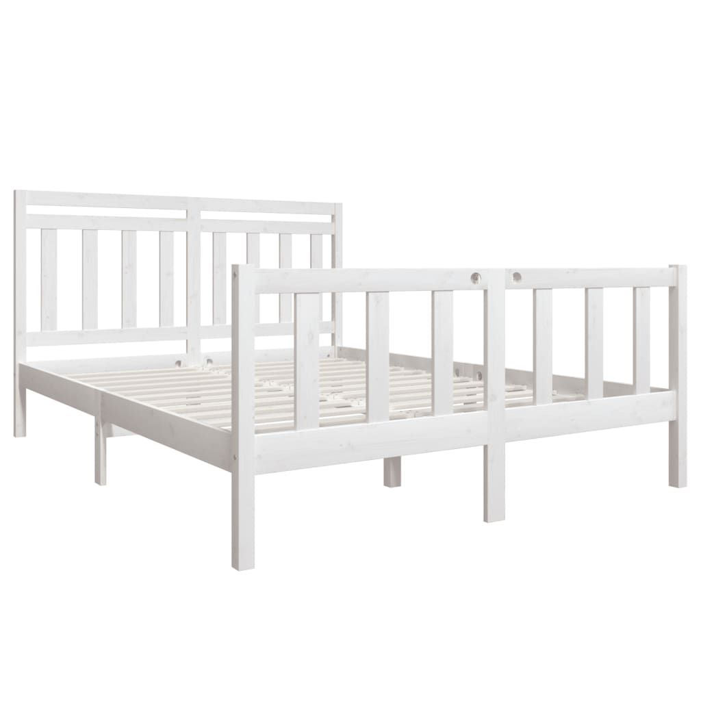 

vidaXL Bedframe massief hout wit 150x200 cm 5FT King Size