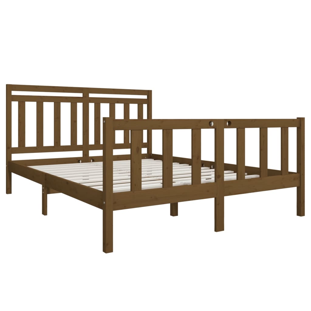 vidaXL Cadre de lit sans matelas marron miel bois massif