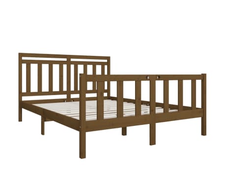 vidaXL Cadre de lit sans matelas marron miel bois massif