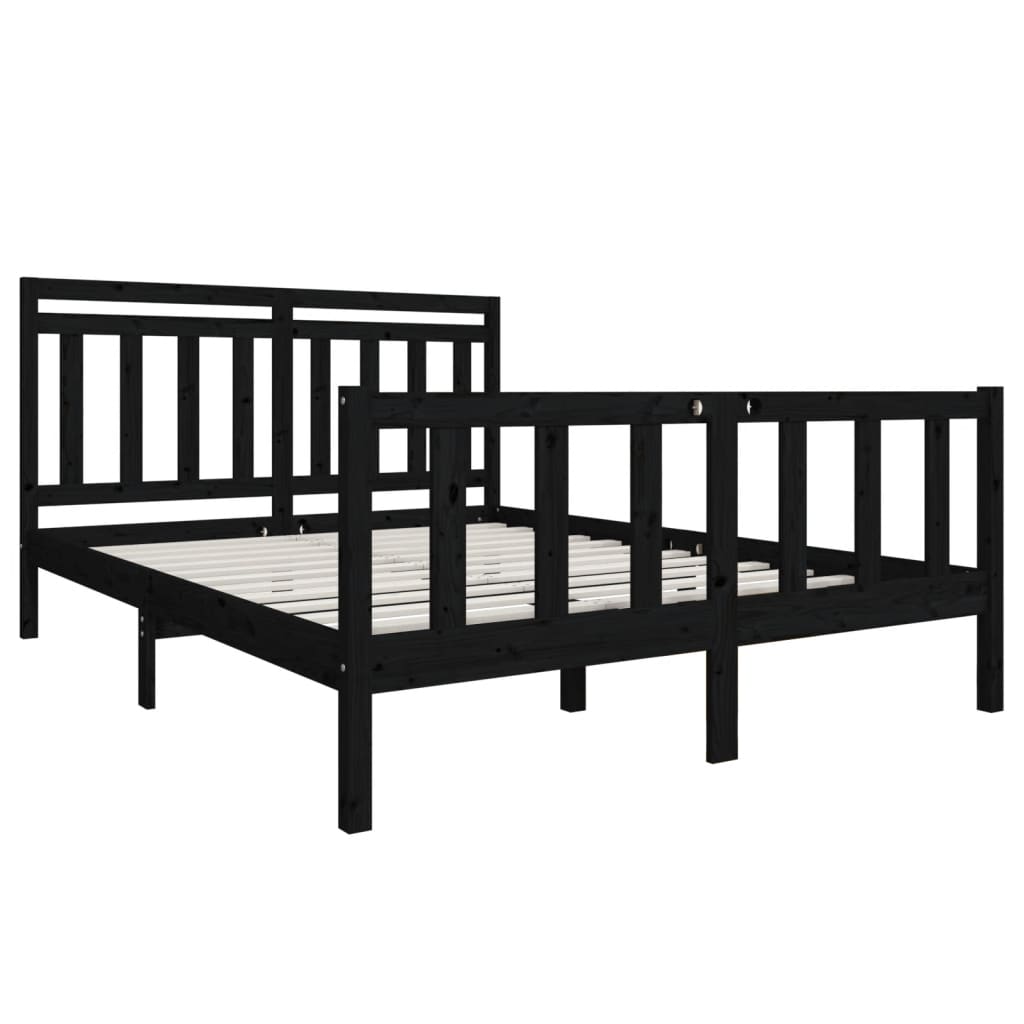 

vidaXL Bedframe massief hout zwart 150x200 cm 5FT King Size