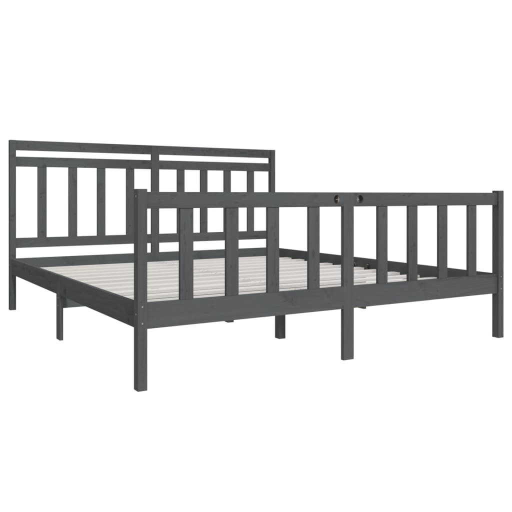 

vidaXL Bedframe massief hout grijs 180x200 cm 6FT Super King