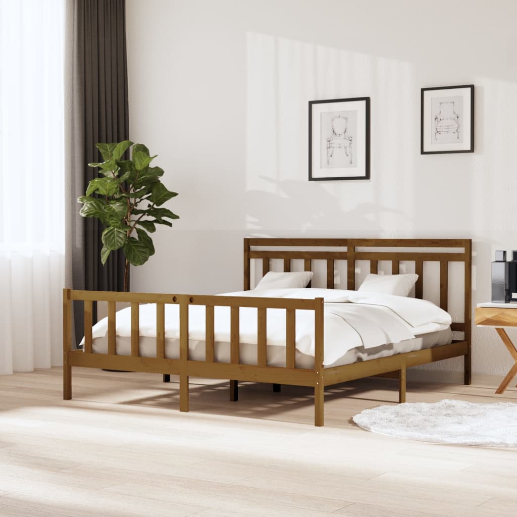 Rám postele medově hnědý masivní dřevo 180x200 cm Super King