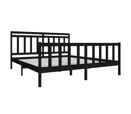 vidaXL Bed Frame without Mattress Black Super King Solid Wood