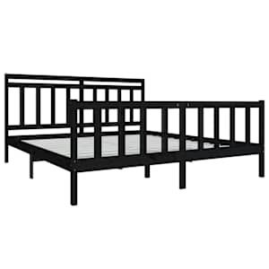 Rám postele černý 180 x 200 cm Super King masivní dřevo - obrázek 3
