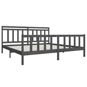 vidaXL Sengeramme gr&aring; heltre 200x200 cm