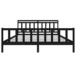 Rám postele černý masivní dřevo 200 x 200 cm - obrázek 4