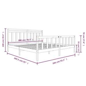 Rám postele černý masivní dřevo 200 x 200 cm - obrázek 9