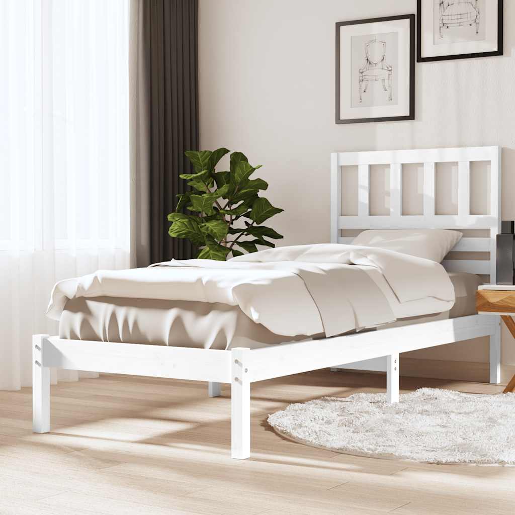 vidaXL Rama ��ka bez materaca, bia�a, 75x190 cm, lite drewno sosnowe