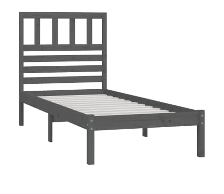 vidaXL Rám postele šedý masivní borovice 75 x 190 cm Small Single