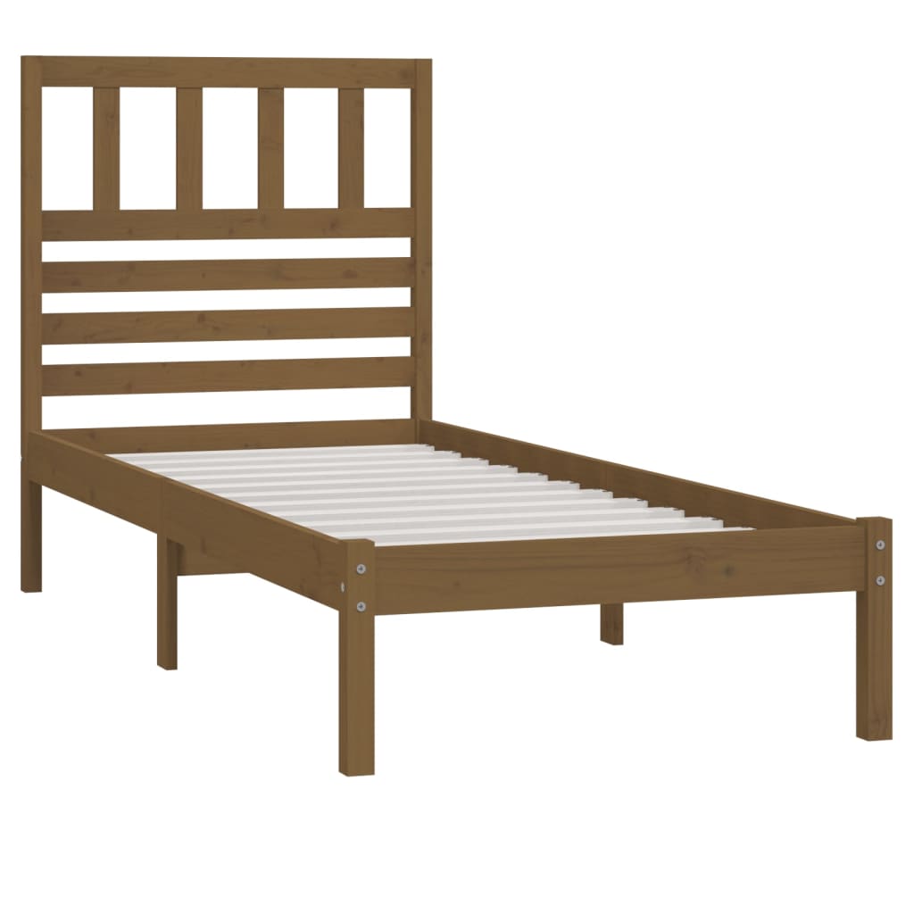 vidaXL Estrutura cama pequena solteiro 75x190 cm pinho castanho mel