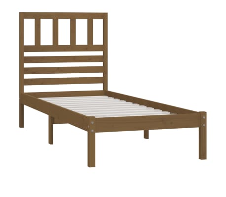 vidaXL Bedframe massief hout honingbruin 75x190 cm