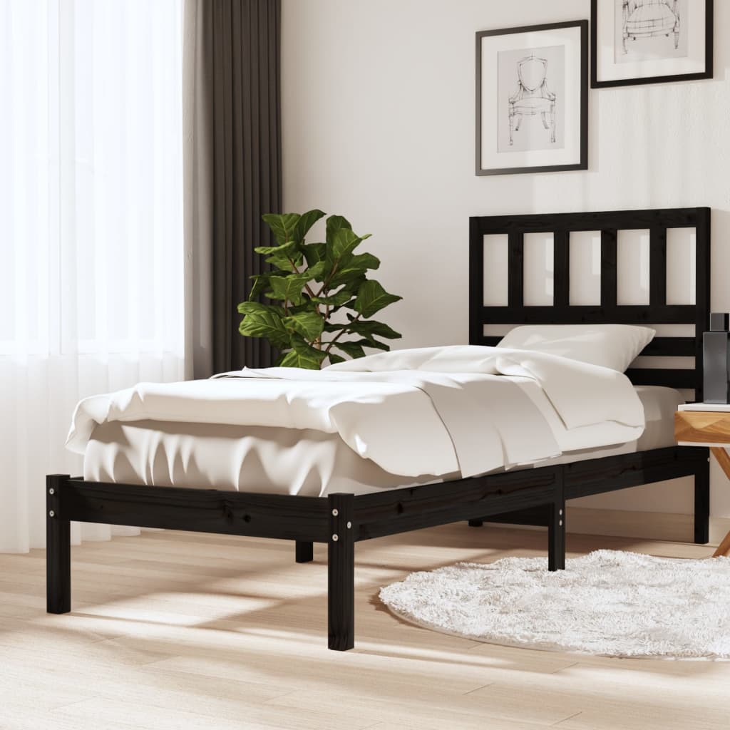 Rám postele černý masivní borovice 75 x 190 cm Small Single