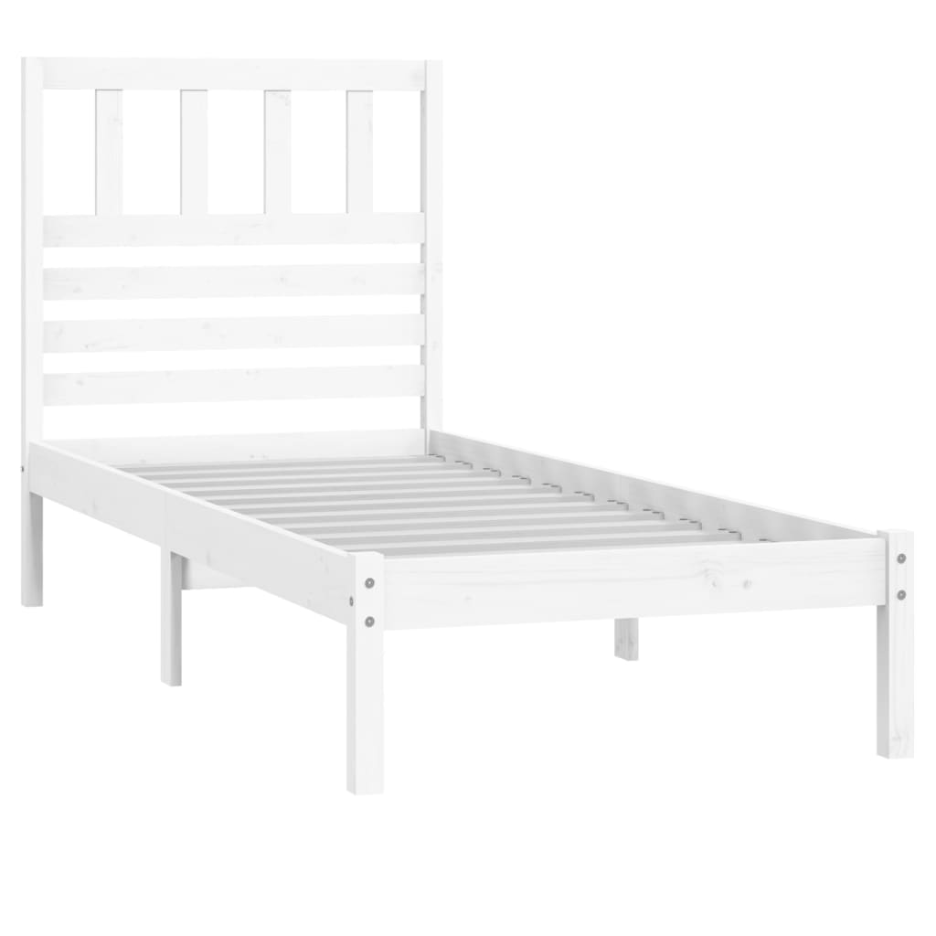 vidaXL Bed Frame without Mattress White 90x190 cm Single Single Solid Wood Pine