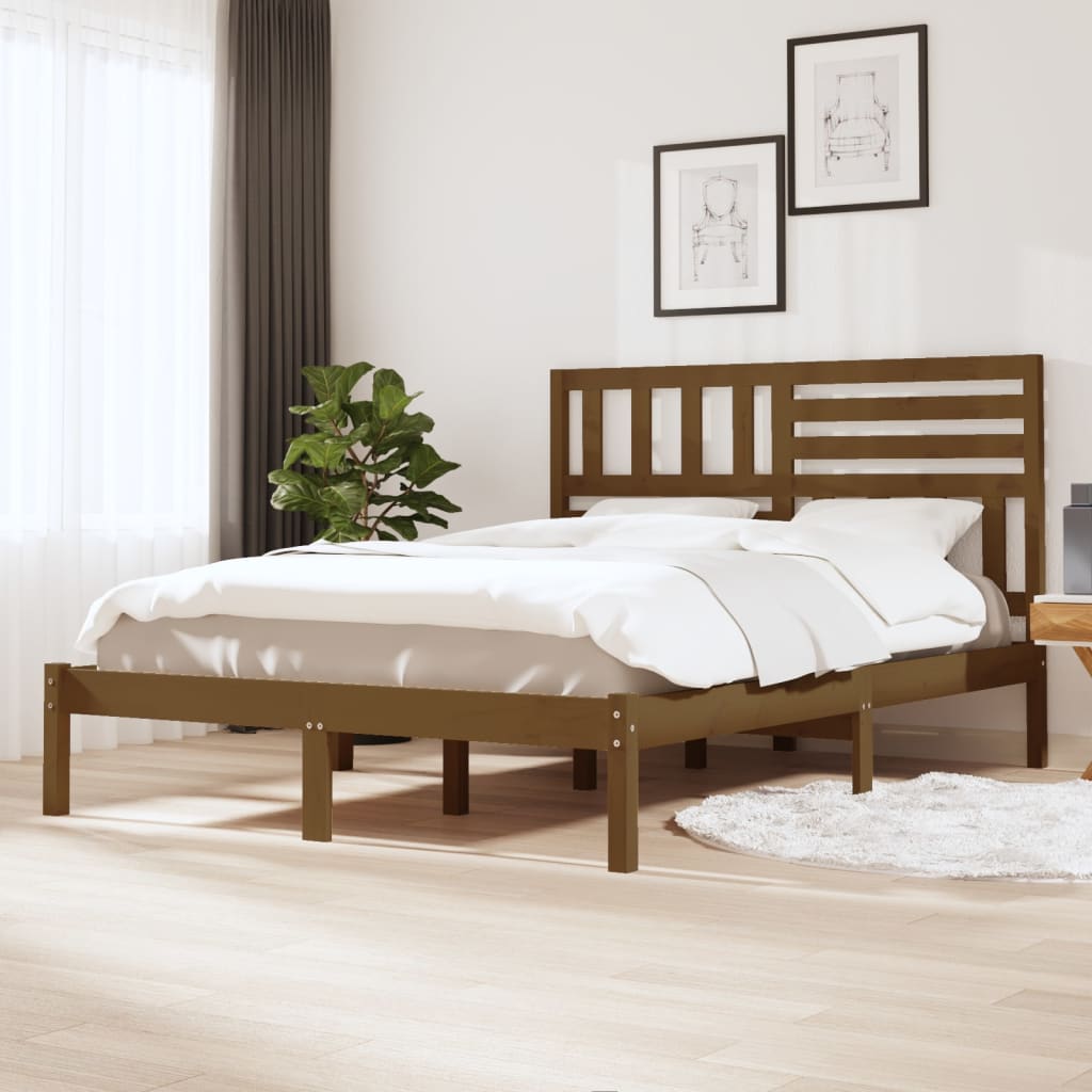 Rám postele medově hnědý masivní borovice 135 x 190 cm Double
