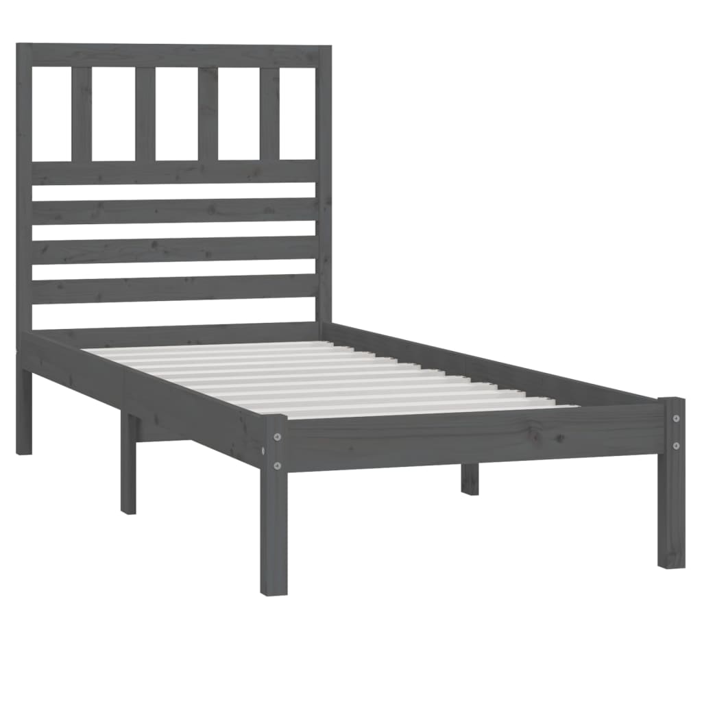 vidaXL Cadre de lit sans matelas gris bois de pin massif 90x200 cm