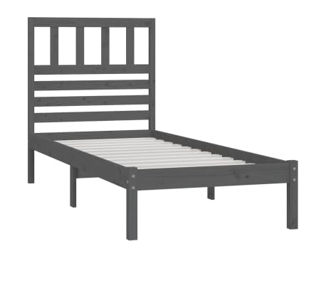 vidaXL Cadre de lit sans matelas gris bois de pin massif 90x200 cm