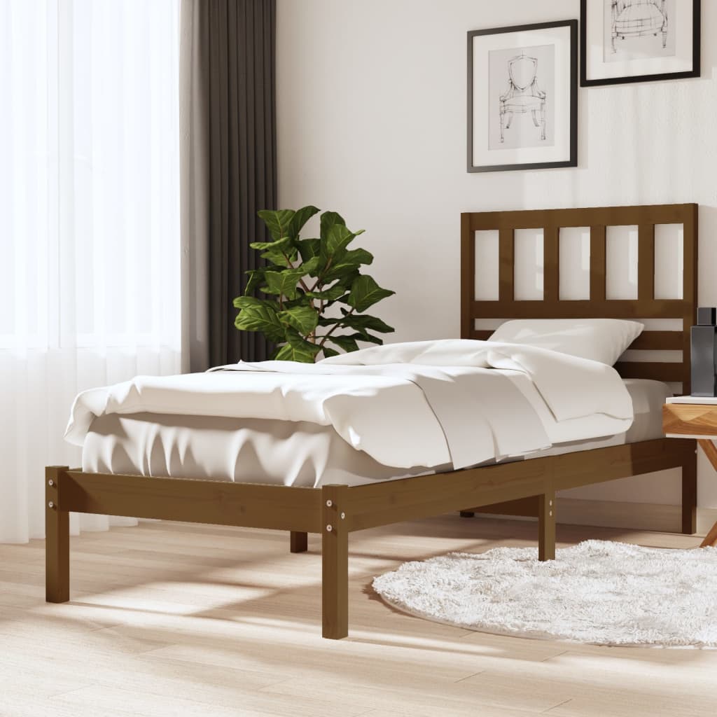 Rám postele medově hnědý masivní borovice 100 x 200 cm