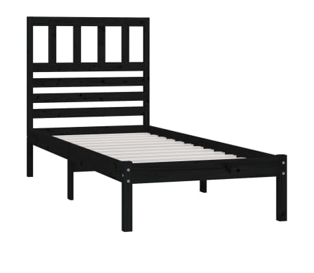 vidaXL Sengeramme svart heltre furu 100x200 cm