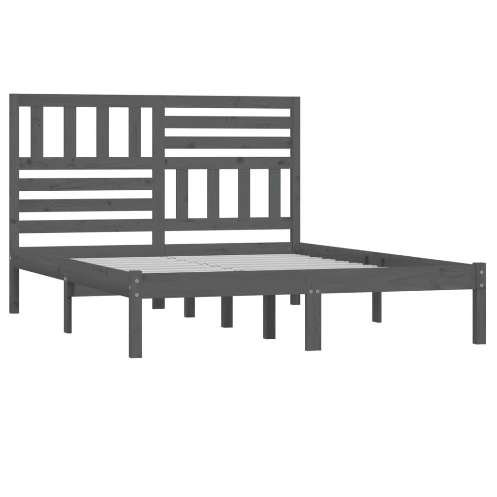 vidaXL Bedframe massief grenenhout grijs 140x200 cm