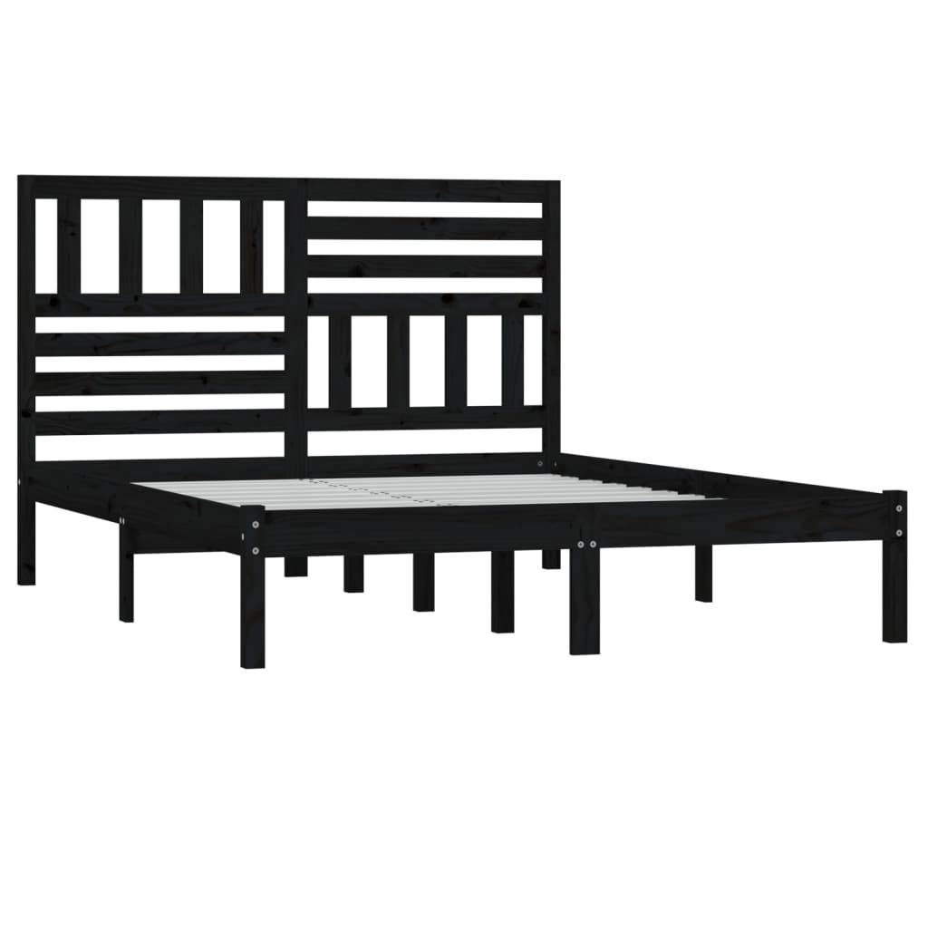 

vidaXL Bedframe massief grenenhout zwart 160x200 cm