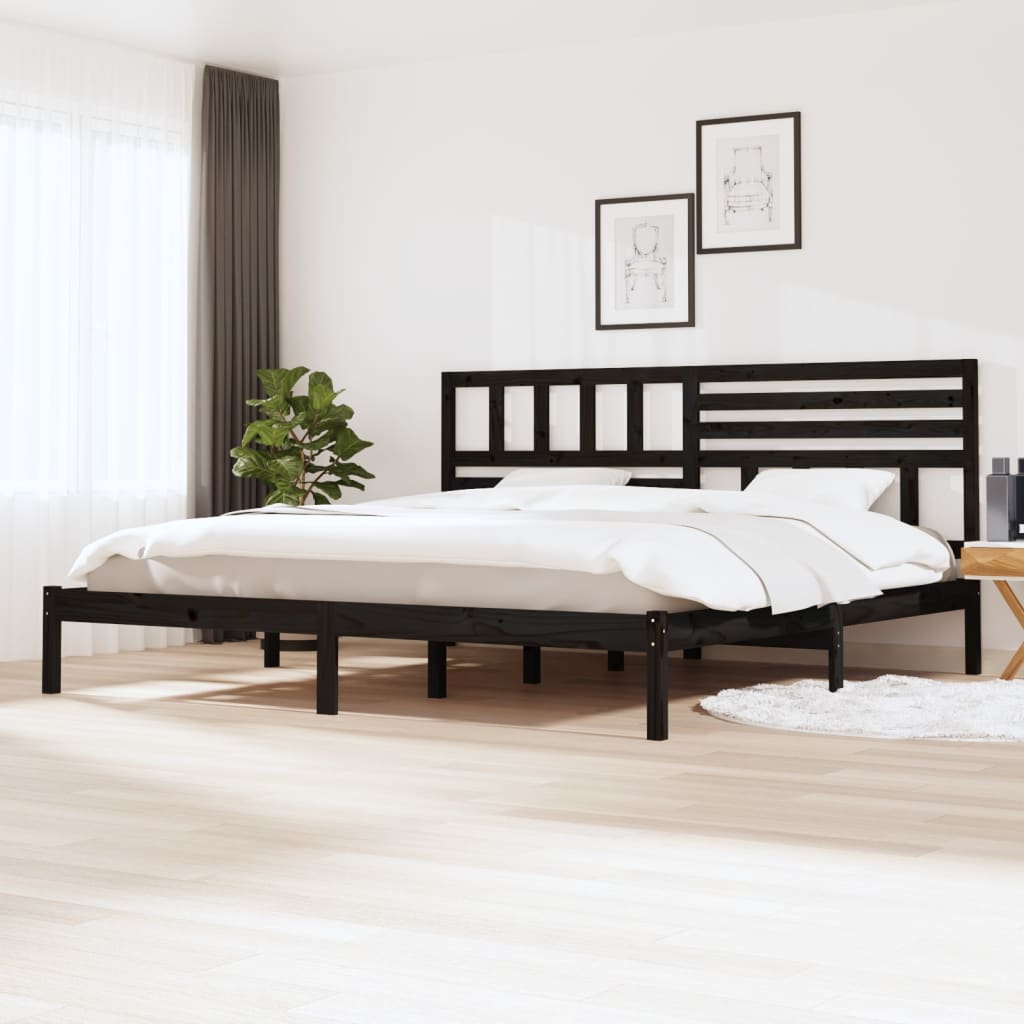 vidaXL Cadru de pat Super King, negru, 180x200 cm, lemn masiv de pin