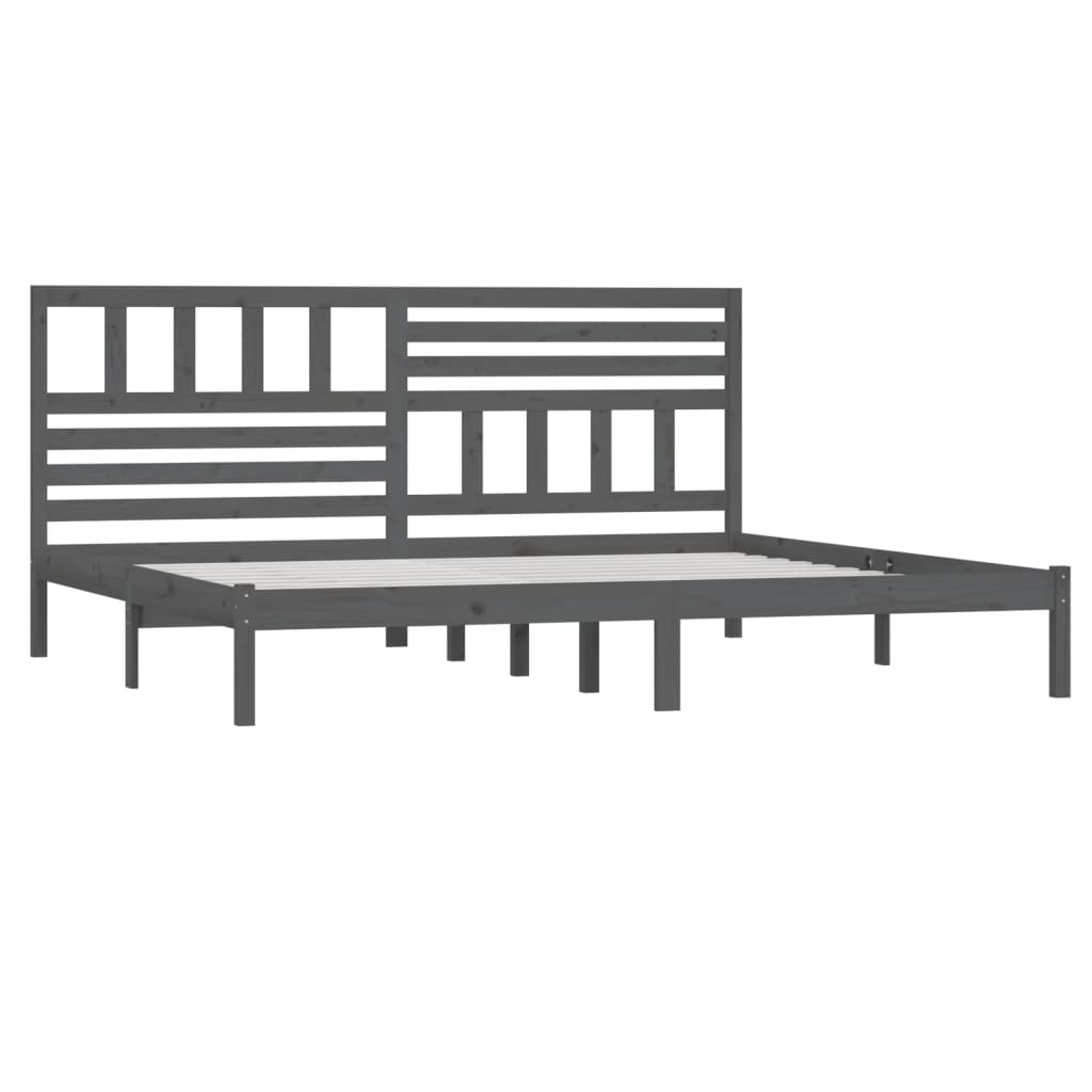vidaXL Cadru de pat, gri, 200 x 200 cm, lemn masiv de pin