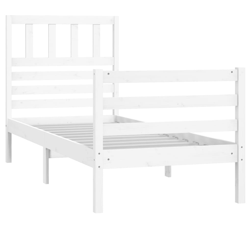 vidaXL Estrutura de cama solteiro 90x190 cm madeira maciça branco