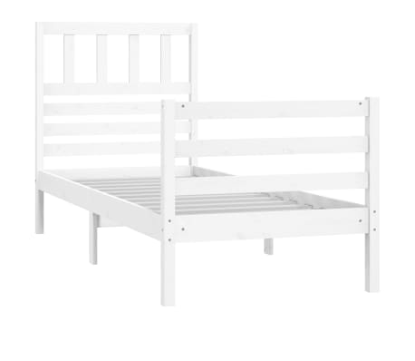 vidaXL Estrutura de cama solteiro 90x190 cm madeira maciça branco