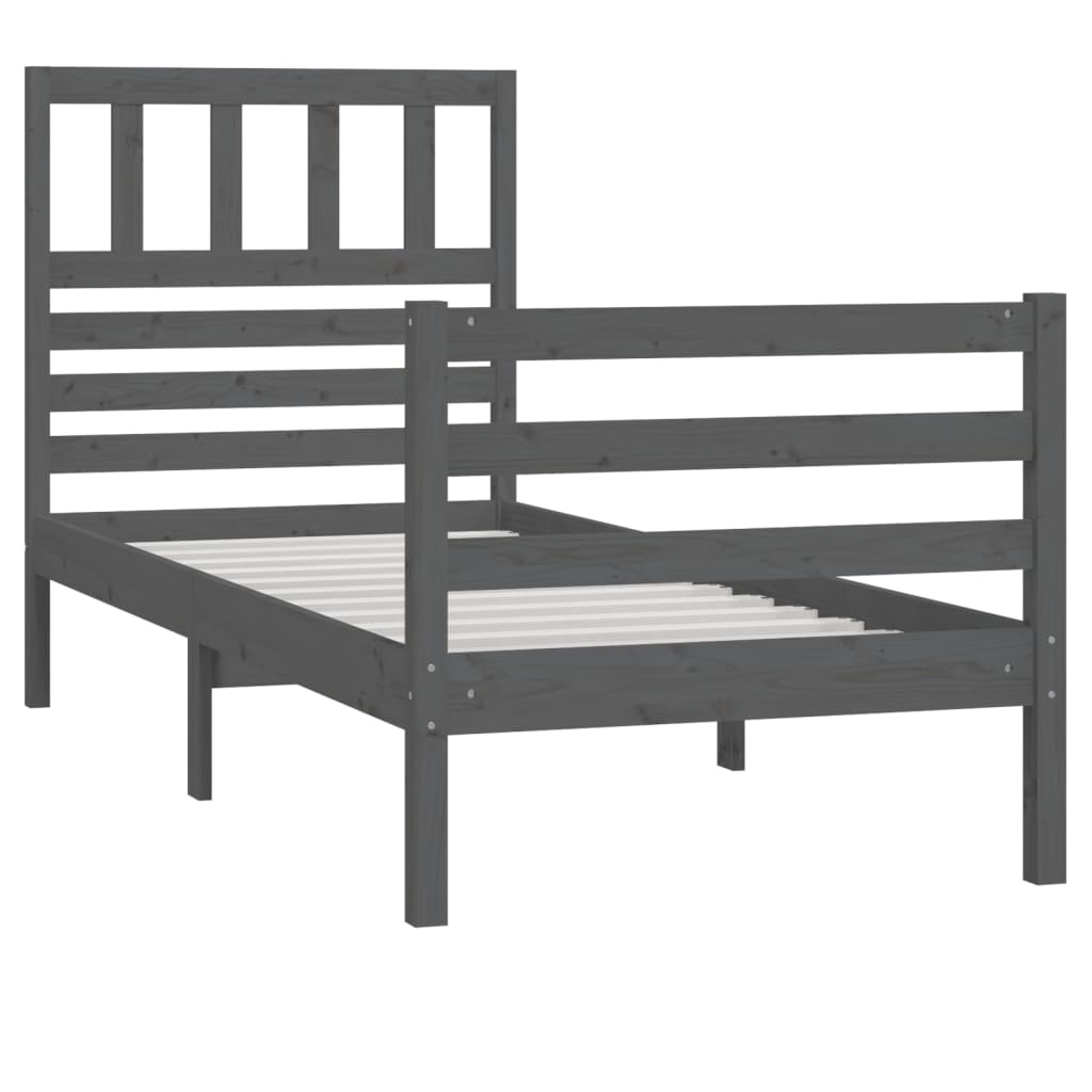 

vidaXL Bedframe massief hout grijs 90x190 cm 3FT single