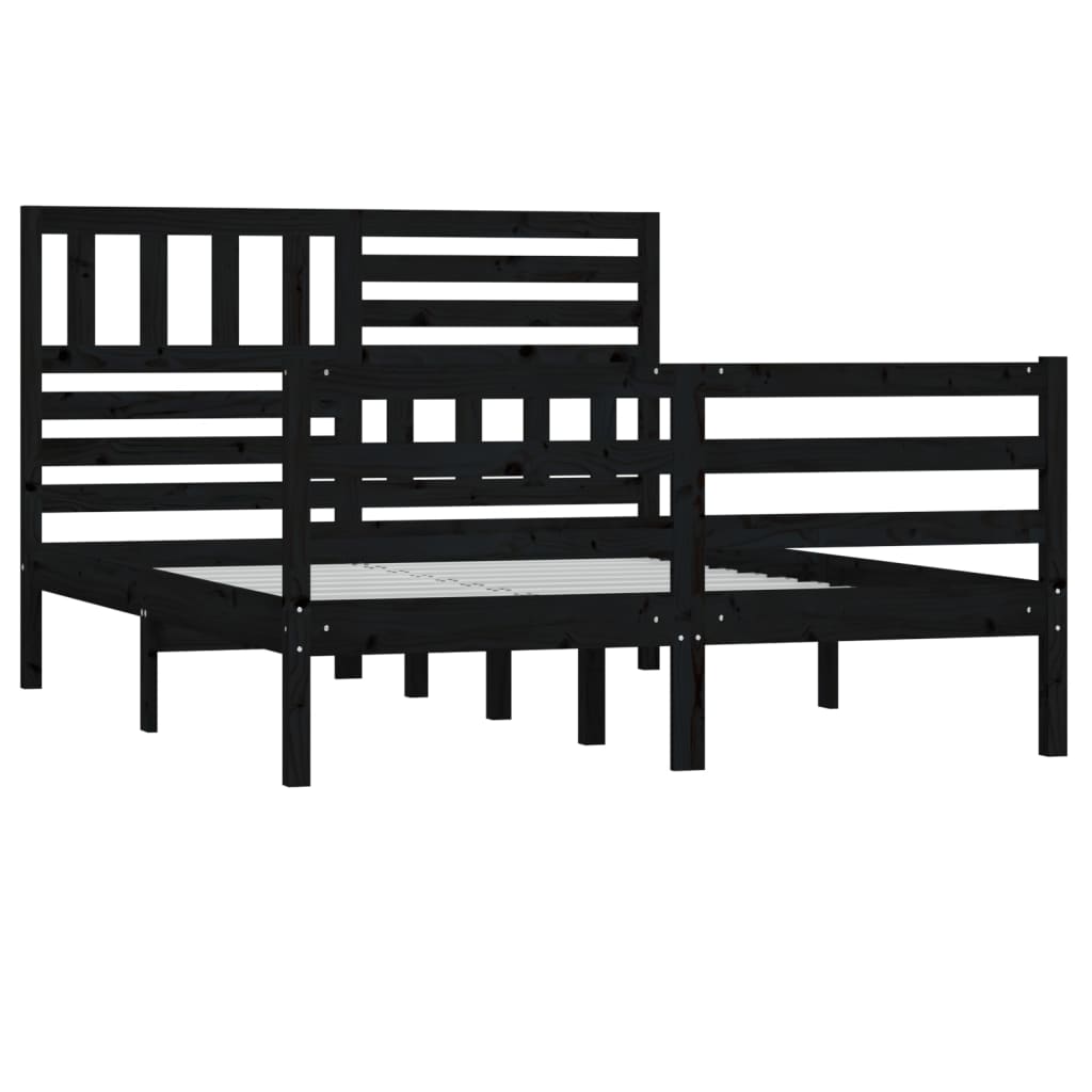 

vidaXL Bedframe massief hout zwart 120x190 cm 4FT small double