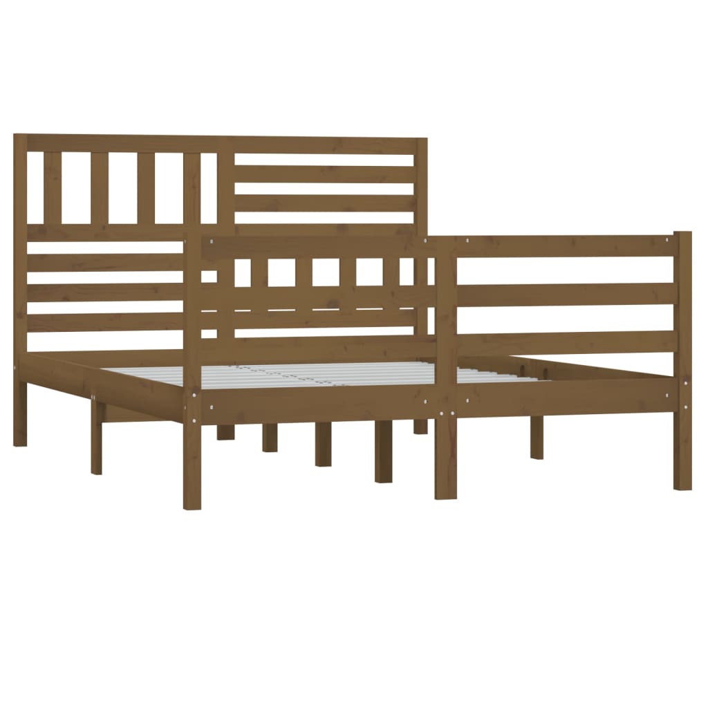 vidaXL Bedframe massief hout honingbruin 135x190 cm 4FT6 Double